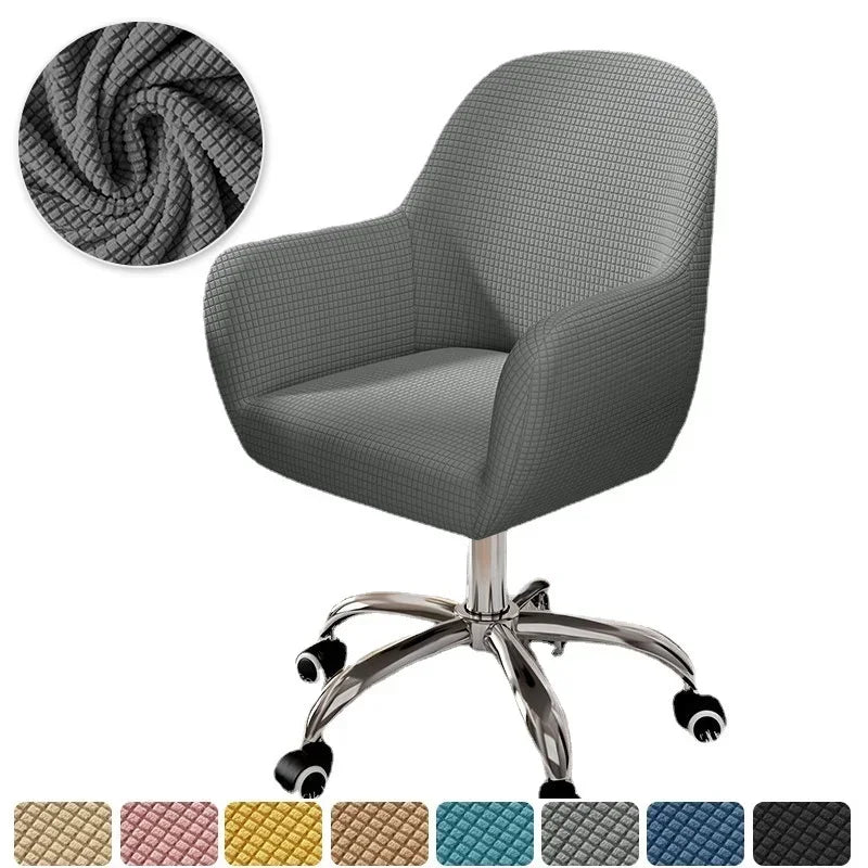 Solid Elastic Rotating Chair Cover Dining Room Spandex High Sloping Armchair Covers Office Chair Slipcover Coffee Bar Make Up