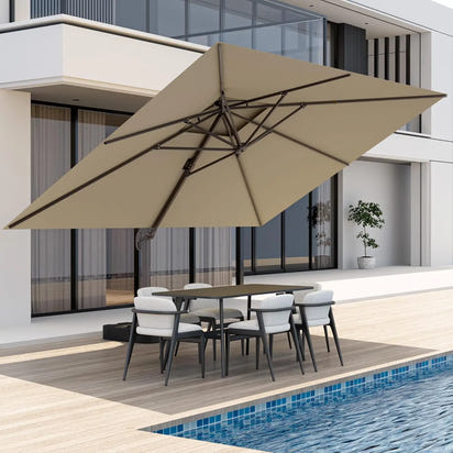 9x12 FT Patio Umbrella, Large Cantilever Rectangular Double Top Heavy Duty Offset Umbrellas with 360° Rotation, Outdoor shade