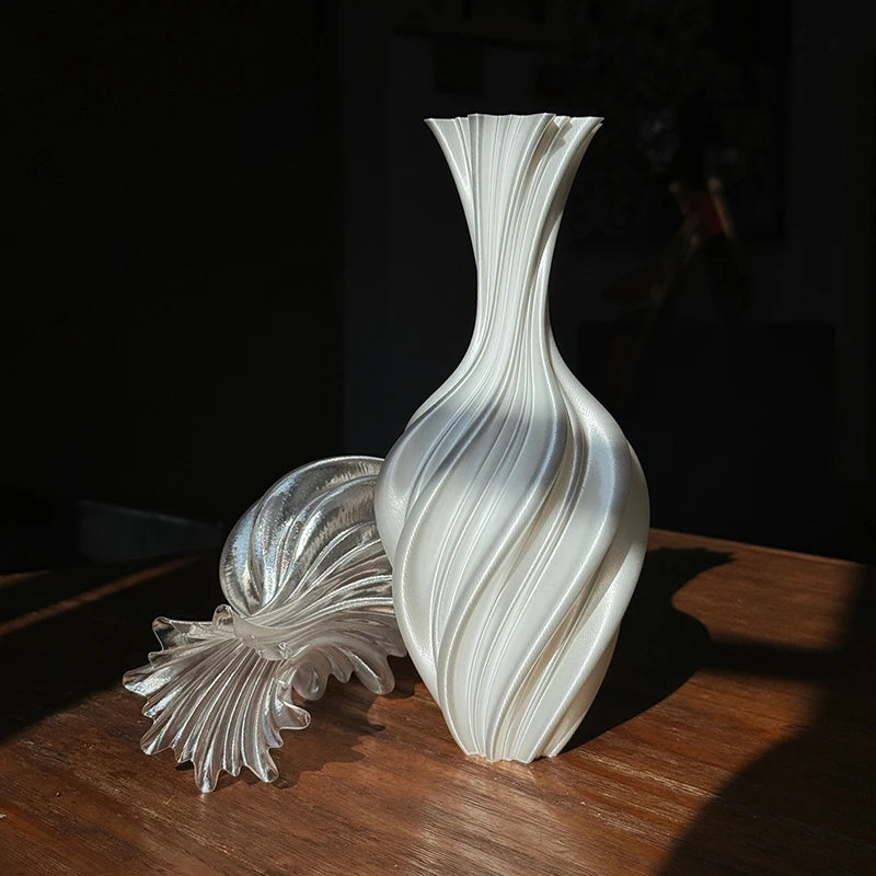 Modern Style Vase Room Decoration Plastic Flower Vase Wihte Black Flower Bottle Aesthetic Floral Arrangement Display Vase