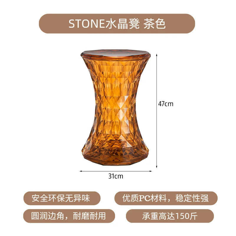 Nordic creative crystal stool Nordic simple color transparent bathroom home shoe changing  creative ins low