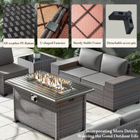 "13-piece propane fire pit patio furniture set with sectional sofa and conversation area"