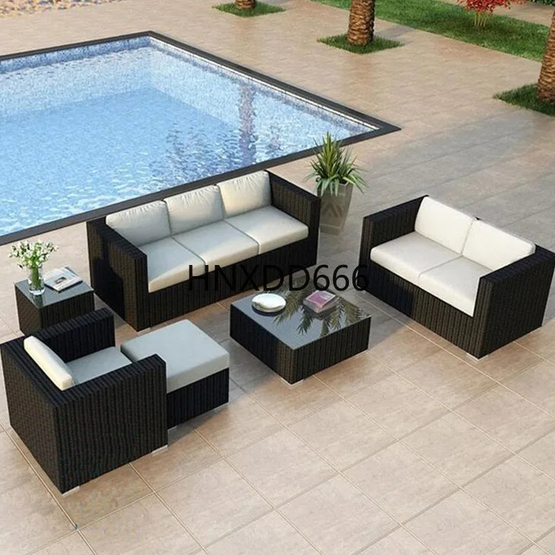 Outdoor sofa combination courtyard garden balcony leisure rattan chair