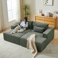 87" Oversized Sectional Lounge Chaise, Cloud Plush Loveseat with Reclining Sofa Bed, Fluffy Modern Sleeper Chair for Living Room