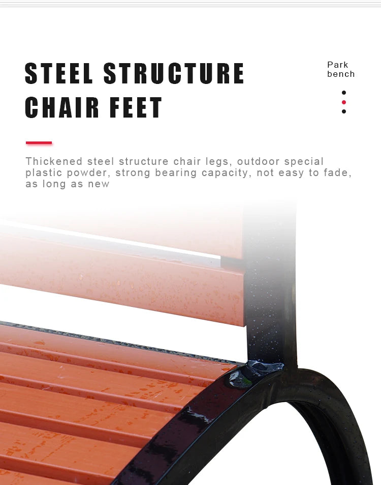 Customized Outdoor Aluminum Park Benches Patio Bench Seat Plastic Wood Long Urben Furniture for Public Area