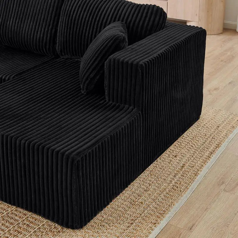 U-Shaped Modular Sectional Sofa, Compressed Modern Minimalist Corduroy Couch, Sleeper Sofa for Living Room and Bedroom, Comfy