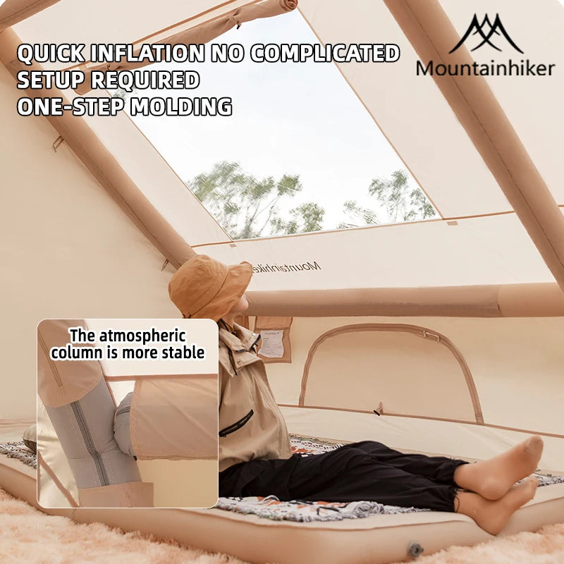 Mountainhiker 6-8 Person Portable Camping Tent Waterproof Family Beach Tent Quick Opening, Anti-UV Hand Air Pump Inflatable Ten