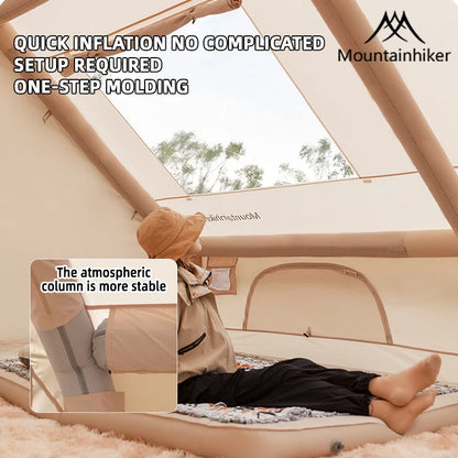 Mountainhiker 6-8 Person Portable Camping Tent Waterproof Family Beach Tent Quick Opening, Anti-UV Hand Air Pump Inflatable Ten
