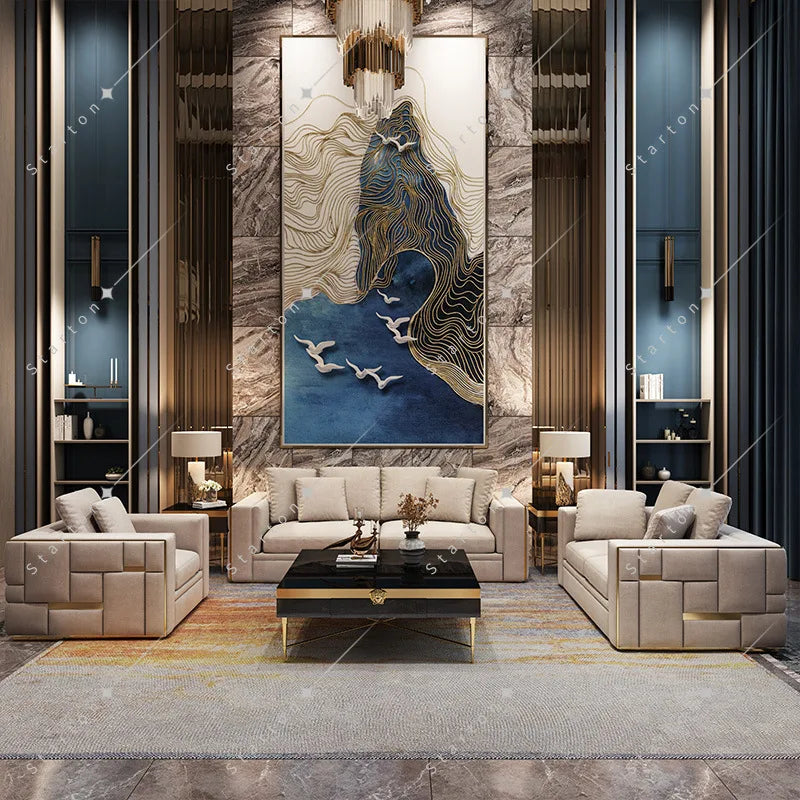 Foshan Factory Living Room Sofa Set Furniture Couch Sectional Modern Leather comfort Modular Luxury Sofas