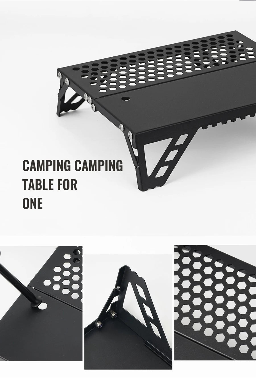 Pocket Mini Table for Camping, Aluminum Lightweight Portable Table Foldable Leg Design Perfect for Cookware, Hiking, Fishing