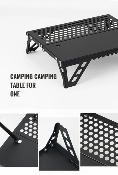 Pocket Mini Table for Camping, Aluminum Lightweight Portable Table Foldable Leg Design Perfect for Cookware, Hiking, Fishing