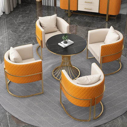 Ensemble de meubles de canapé de bureau en métal et cuir, multifonctionnel, pour loisirs d'Europe du nord, café, salle de réception