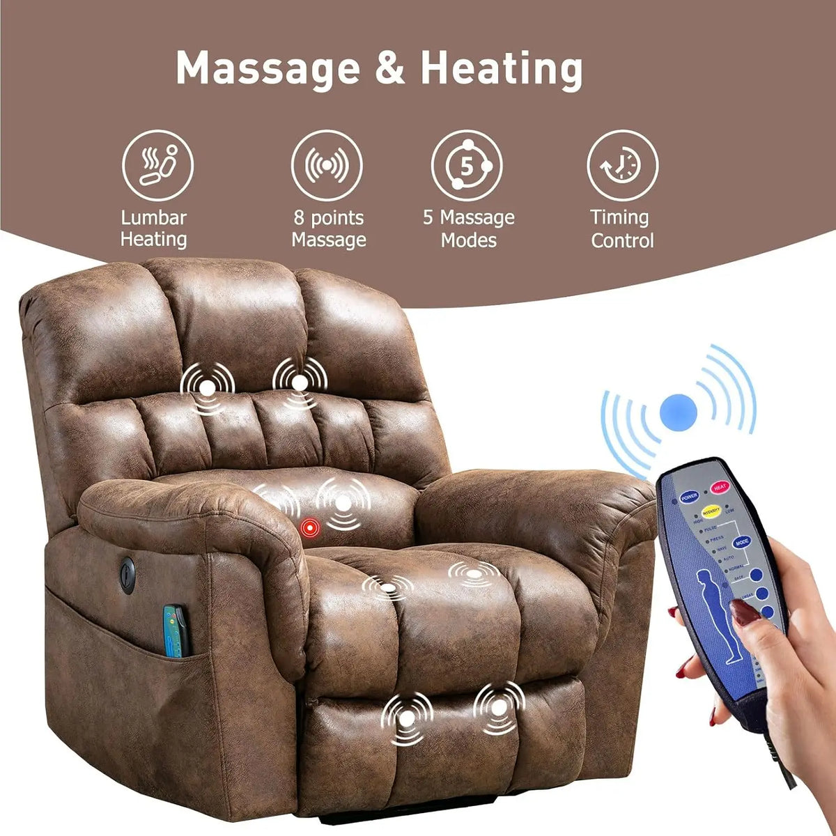 Power Lift Chairs Recliner with Massage and Heating for Elderly Electric Recliner Chair with 24