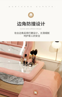 User-friendly Nordic Led Mirror Dressing Table Brown Drawer Bedroom Light Dressing Table Beautiful Storage Furniture Comfy