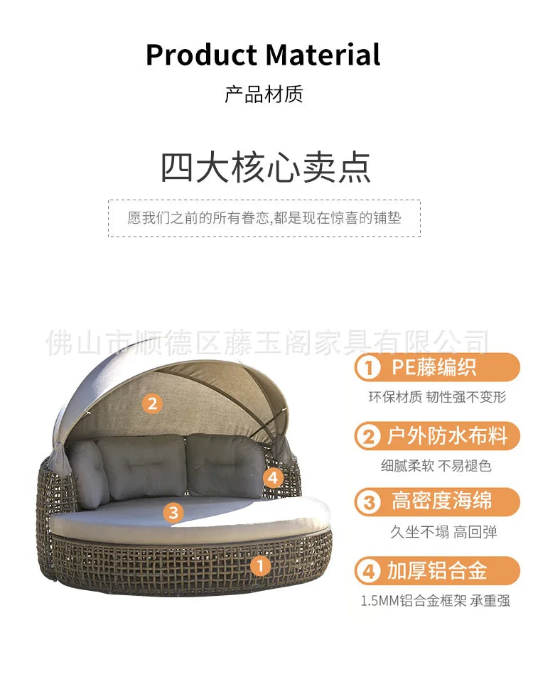 Outdoor Lounger Nordic Style Outdoor Rattan Sofa Bed Resort Pool Leisure Rattan Chair Beach Lounger