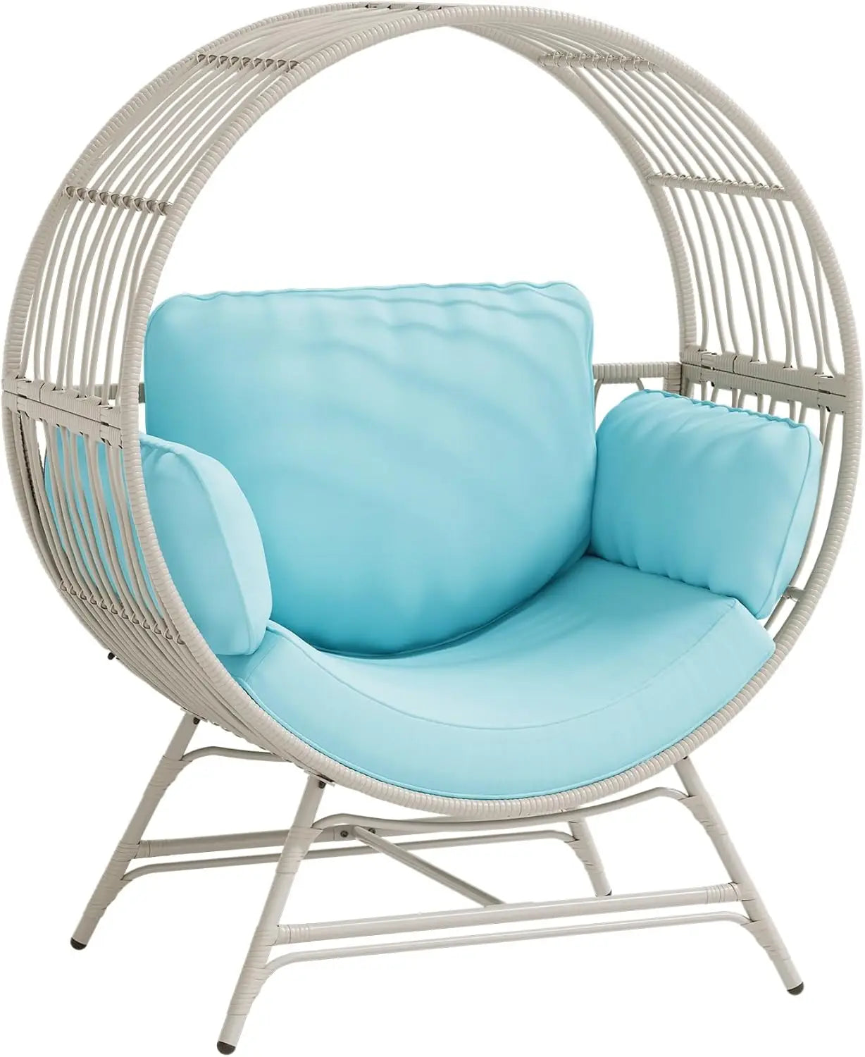 Egg Chair Outdoor Indoor, Oversized Rattan Chair with Thicken Cushion, 510LBS Capacity Wicker Patio Lounge Chair