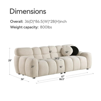 Boucle Sofa for Living Room, Cloud Couch with Solid Eucalyptus Frame & Cloud Pillow, Mid Century Modern Couch -Customized