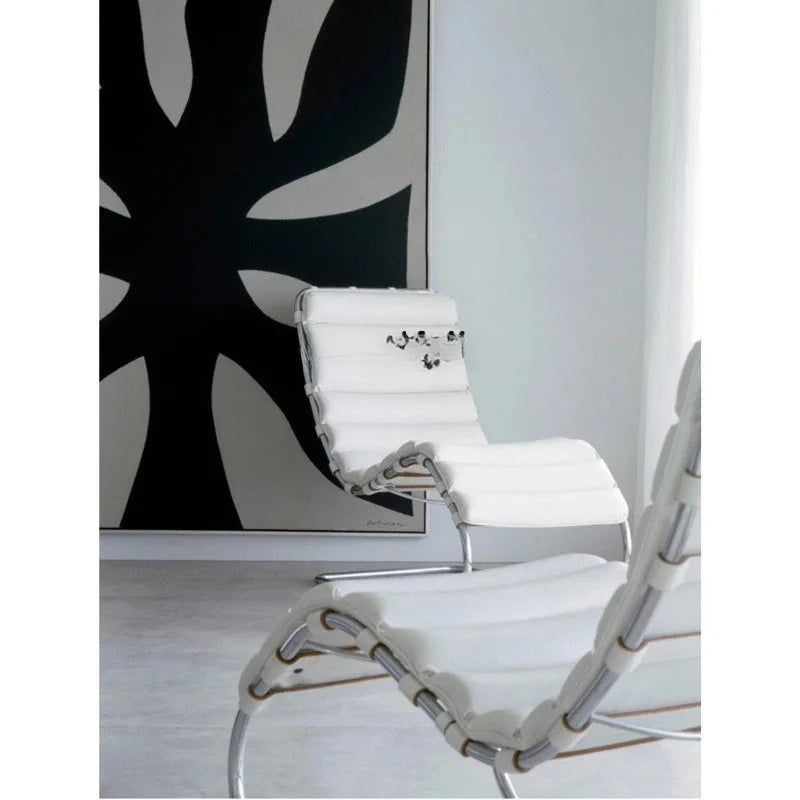Lounge Chair Lunch Break Home Balcony, Office Medieval Chair Designer Stainless Steel Leisure Chair Single