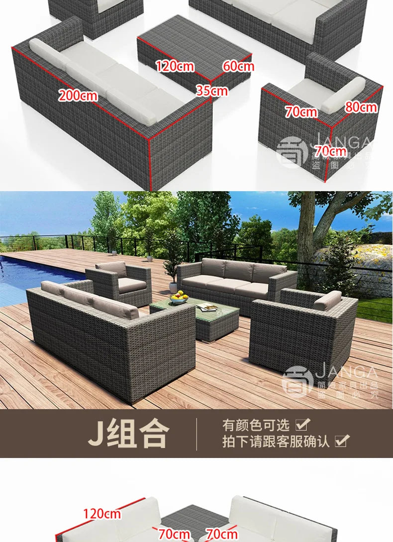 Outdoor courtyard, office building, reception area, sales center, round sofa, outdoor rattan chair, negotiation of large