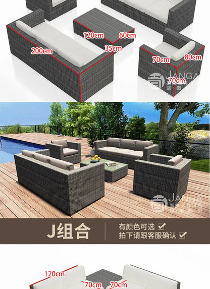 Outdoor courtyard, office building, reception area, sales center, round sofa, outdoor rattan chair, negotiation of large