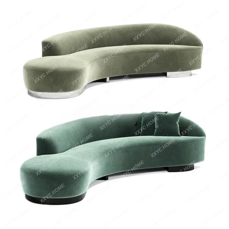 Spot original designer Italian light luxury modern semi-circular curved velvet special-shaped sofa