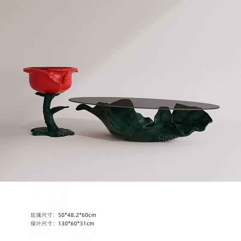 Table à thé moderne en verre de qualité supérieure, mobilier de luxe à une feuille de styliste artistique haut de gamme pour Table basse de salon