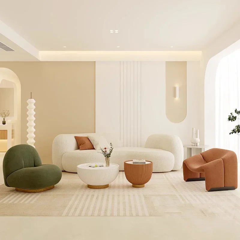 Cream wind sofa, new reception curved sofa in the living room
