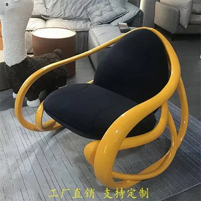 Swing chair Moving walnut rocking chair Italian designer solid wood single sofa recliner