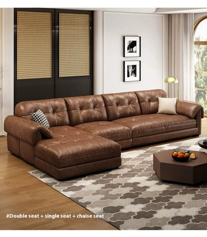 Minimalist Brown Sleep Sofa Faux Leather Designer Loveseat Lazy Sofa Couch Cloud Divano Da Soggiorno Living Room Furniture