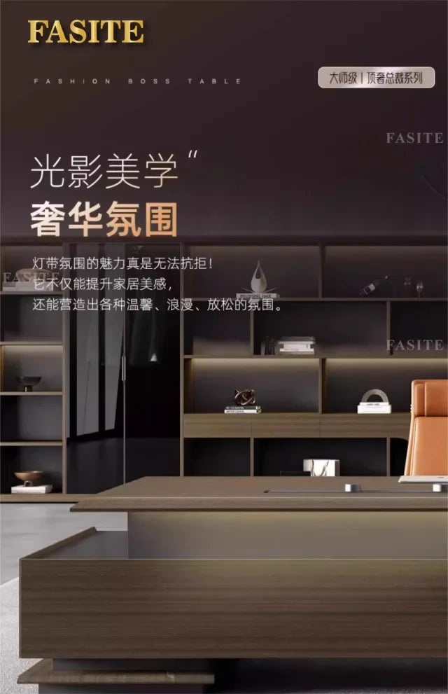 Premium Light luxury office boss table, simple modern class desk, high-end president table