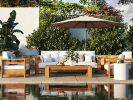 7.5' Patio Umbrella Outdoor Table Market Umbrella with Push Button Tilt/Crank, 6 Ribs