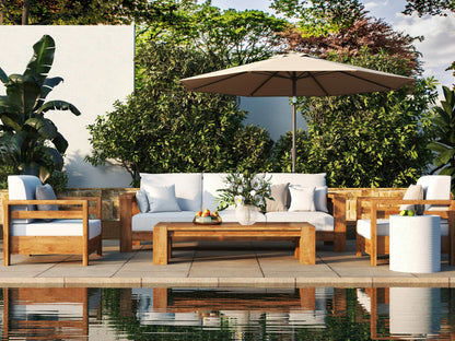 7.5' Patio Umbrella Outdoor Table Market Umbrella with Push Button Tilt/Crank, 6 Ribs