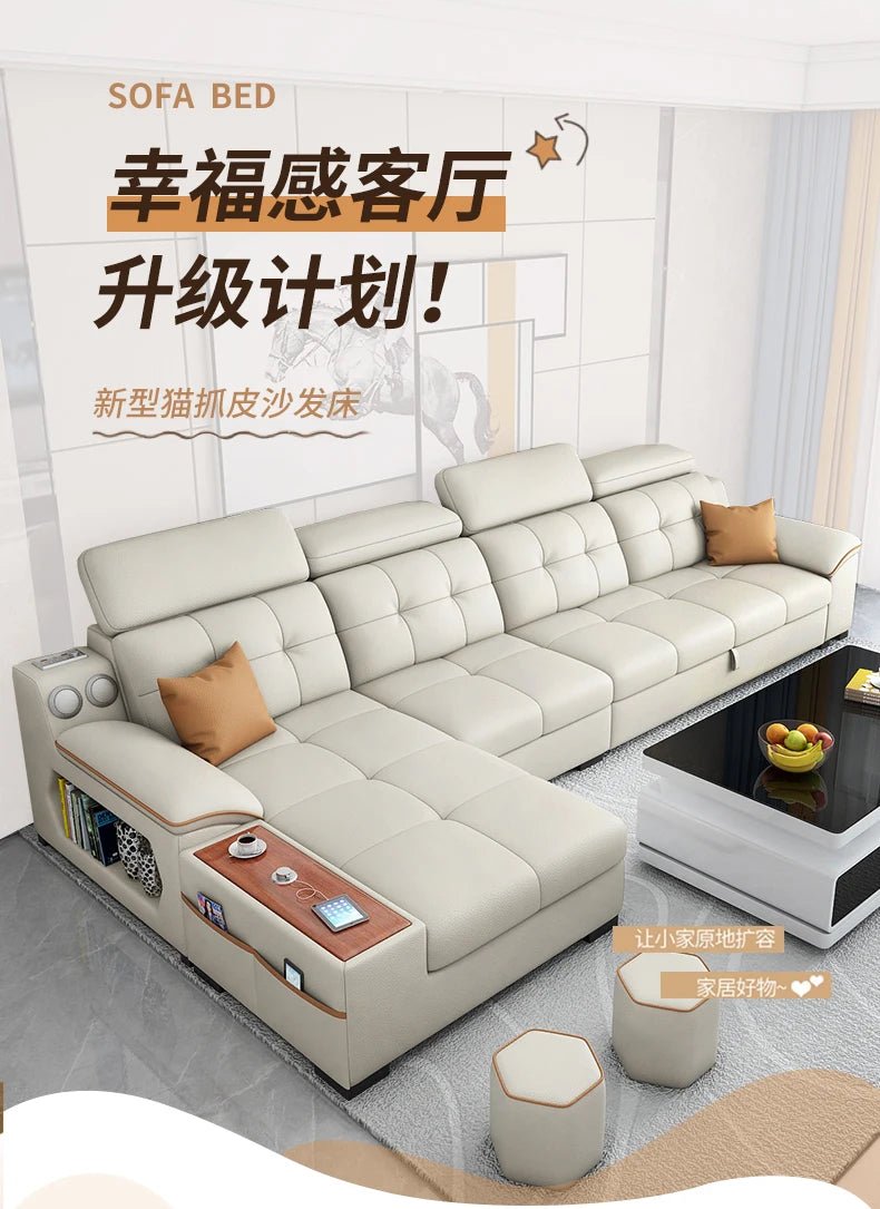 a38 Leather Luxury Sofa Couple Family Storage Sleeper Relax Sofa Reclining Foldable Muebles Para El Hogar Home Accessories - PatioLix
