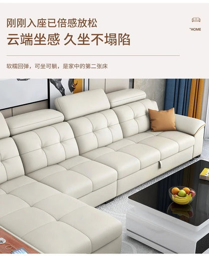 a38 Leather Luxury Sofa Couple Family Storage Sleeper Relax Sofa Reclining Foldable Muebles Para El Hogar Home Accessories - PatioLix