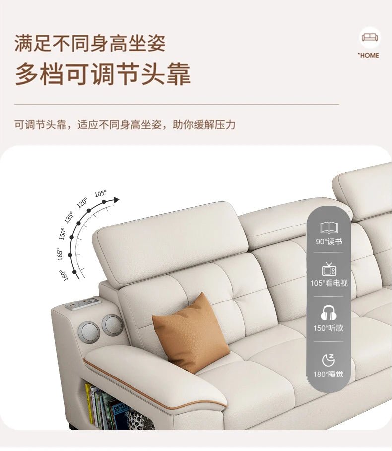 a38 Leather Luxury Sofa Couple Family Storage Sleeper Relax Sofa Reclining Foldable Muebles Para El Hogar Home Accessories - PatioLix