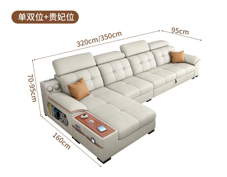 a38 Leather Luxury Sofa Couple Family Storage Sleeper Relax Sofa Reclining Foldable Muebles Para El Hogar Home Accessories - PatioLix