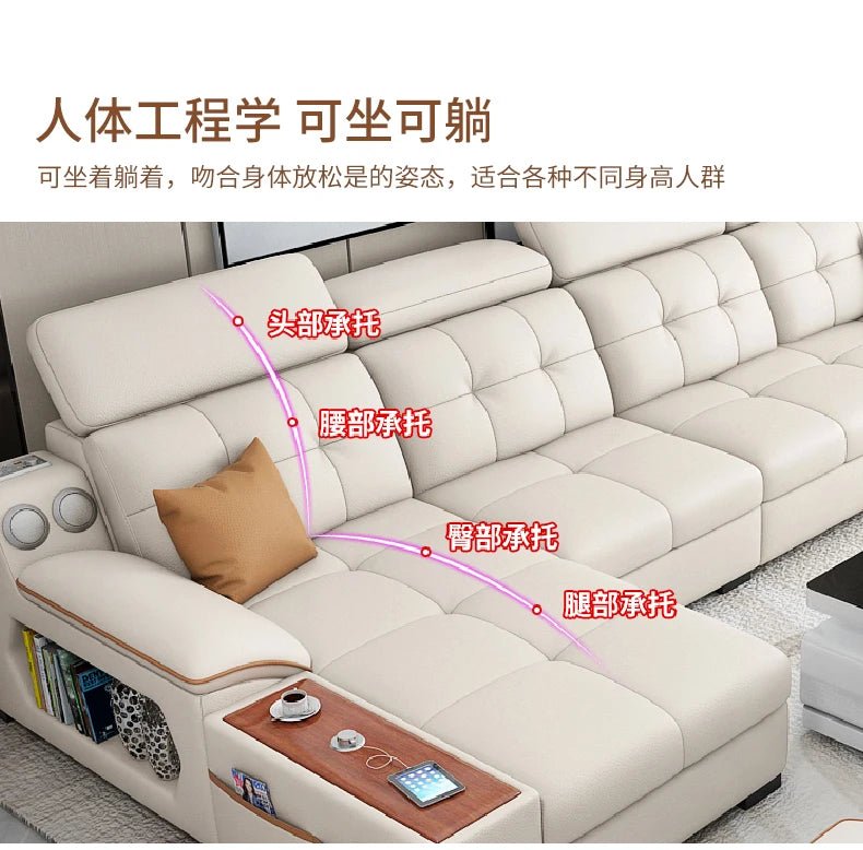 a38 Leather Luxury Sofa Couple Family Storage Sleeper Relax Sofa Reclining Foldable Muebles Para El Hogar Home Accessories - PatioLix