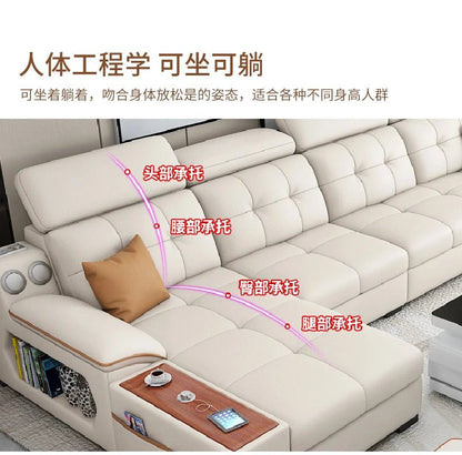 a38 Leather Luxury Sofa Couple Family Storage Sleeper Relax Sofa Reclining Foldable Muebles Para El Hogar Home Accessories - PatioLix