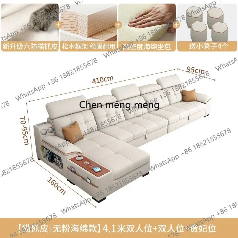 a38 Leather Luxury Sofa Couple Family Storage Sleeper Relax Sofa Reclining Foldable Muebles Para El Hogar Home Accessories - PatioLix