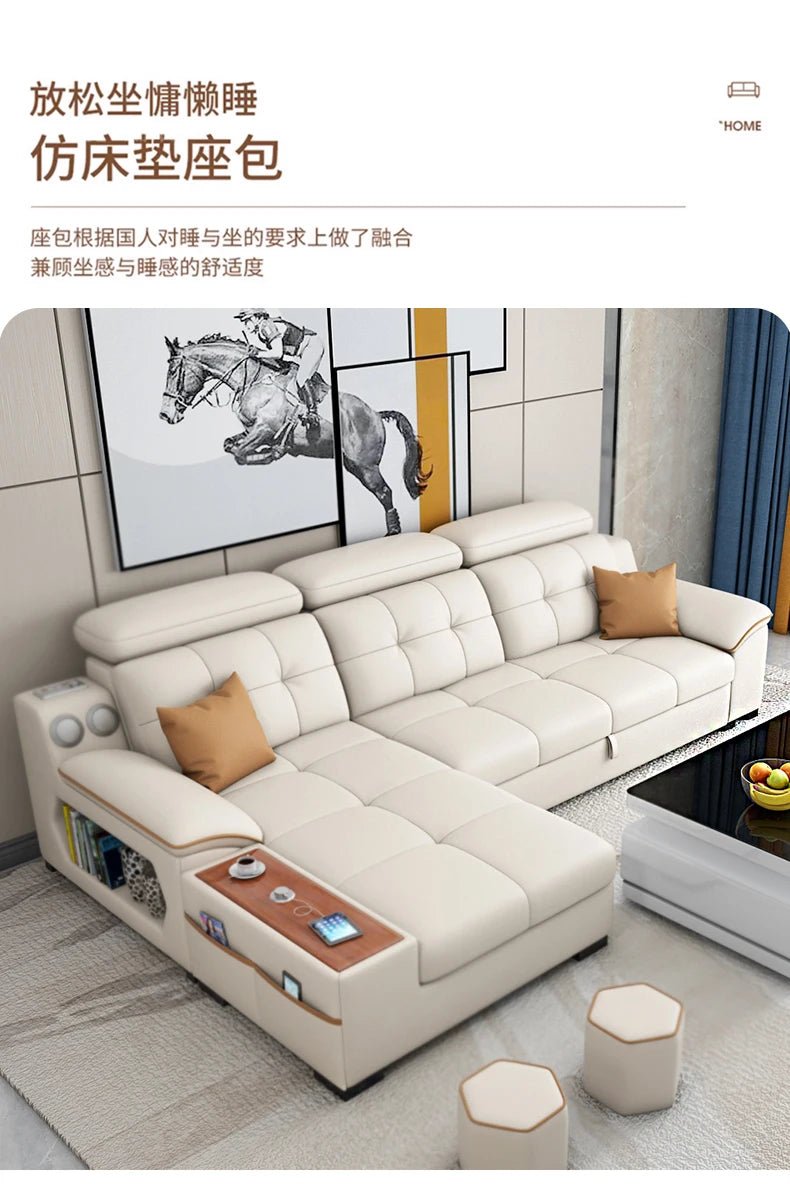 a38 Leather Luxury Sofa Couple Family Storage Sleeper Relax Sofa Reclining Foldable Muebles Para El Hogar Home Accessories - PatioLix
