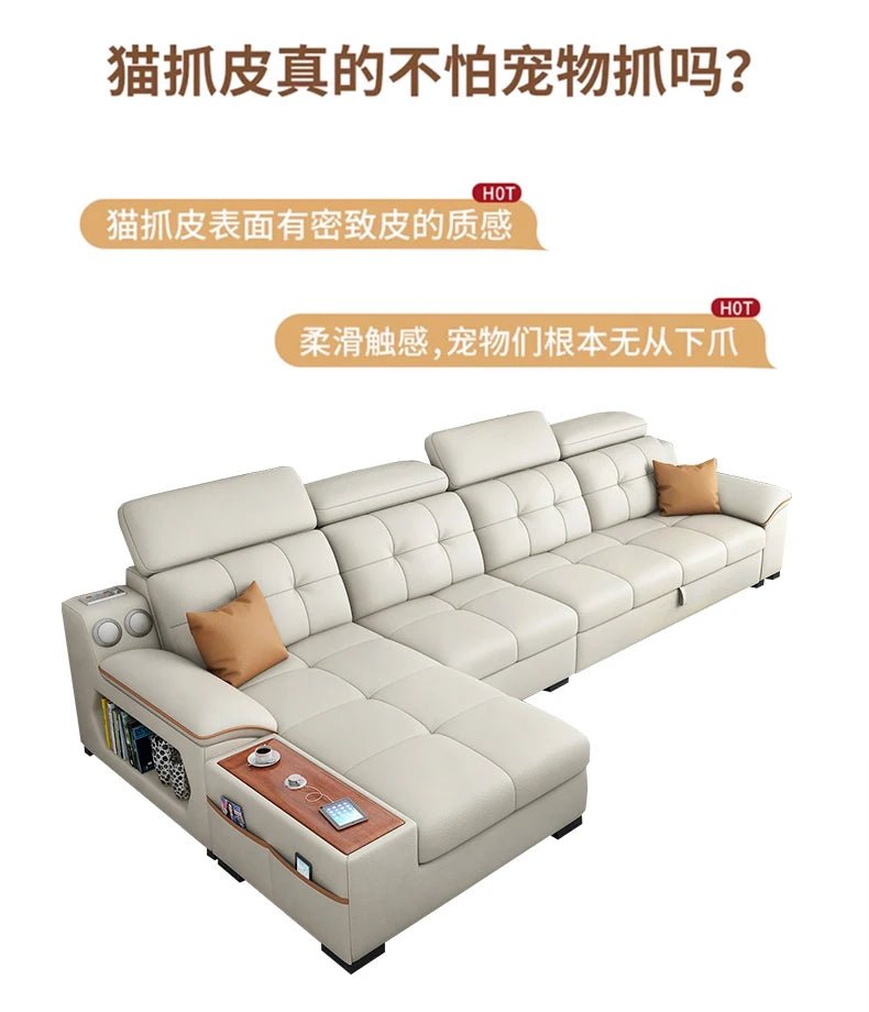 a38 Leather Luxury Sofa Couple Family Storage Sleeper Relax Sofa Reclining Foldable Muebles Para El Hogar Home Accessories - PatioLix
