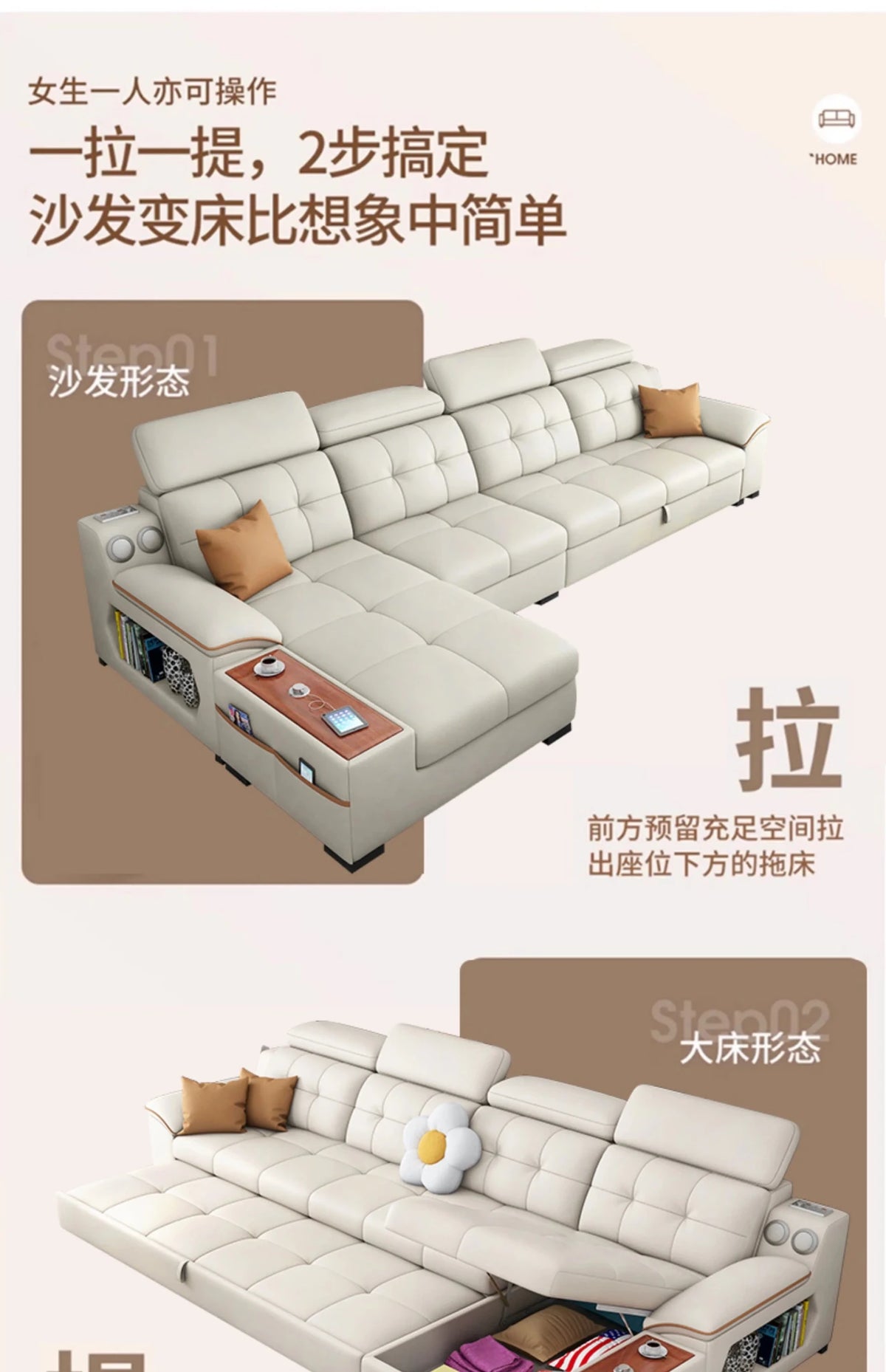 a38 Leather Luxury Sofa Couple Family Storage Sleeper Relax Sofa Reclining Foldable Muebles Para El Hogar Home Accessories - PatioLix