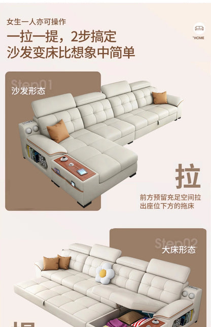 a38 Leather Luxury Sofa Couple Family Storage Sleeper Relax Sofa Reclining Foldable Muebles Para El Hogar Home Accessories - PatioLix