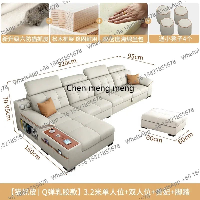 a38 Leather Luxury Sofa Couple Family Storage Sleeper Relax Sofa Reclining Foldable Muebles Para El Hogar Home Accessories - PatioLix