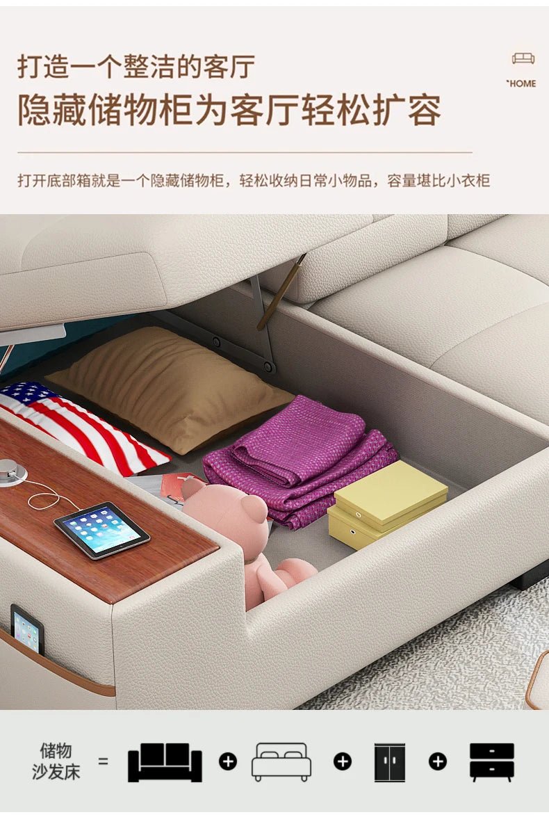 a38 Leather Luxury Sofa Couple Family Storage Sleeper Relax Sofa Reclining Foldable Muebles Para El Hogar Home Accessories - PatioLix