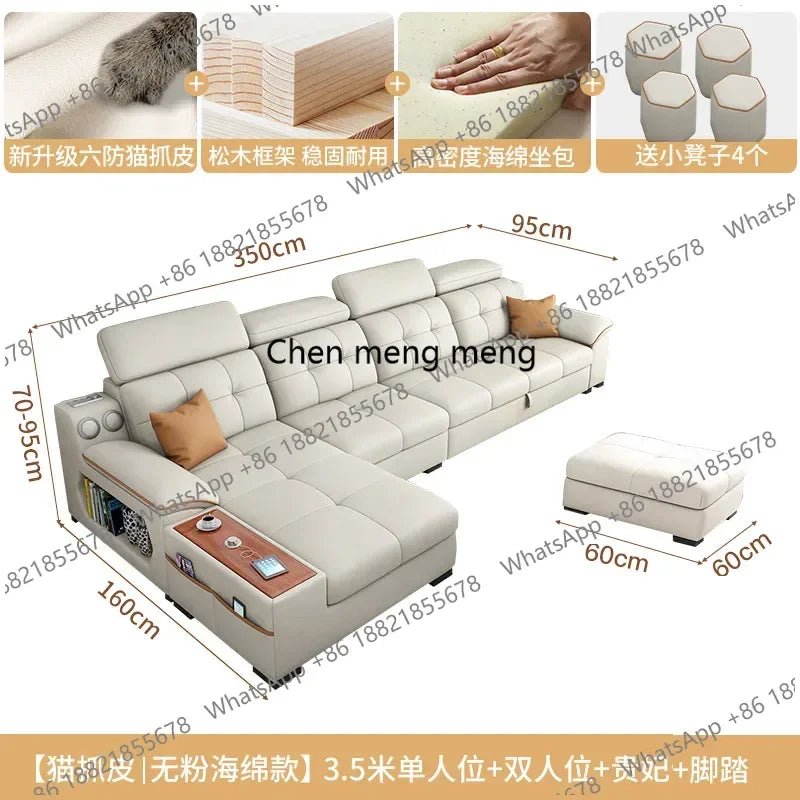 a38 Leather Luxury Sofa Couple Family Storage Sleeper Relax Sofa Reclining Foldable Muebles Para El Hogar Home Accessories - PatioLix