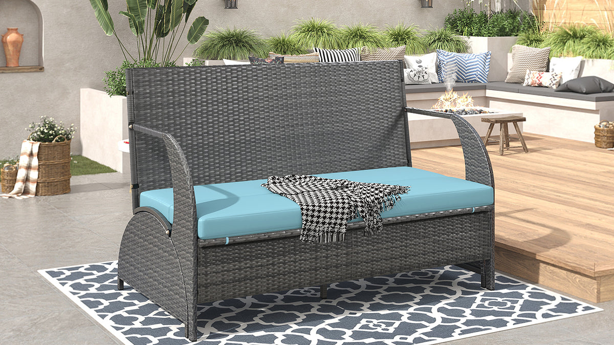 Versatile Outdoor Loveseat Converts to 4 Seats & Table for Gardens and Lawns