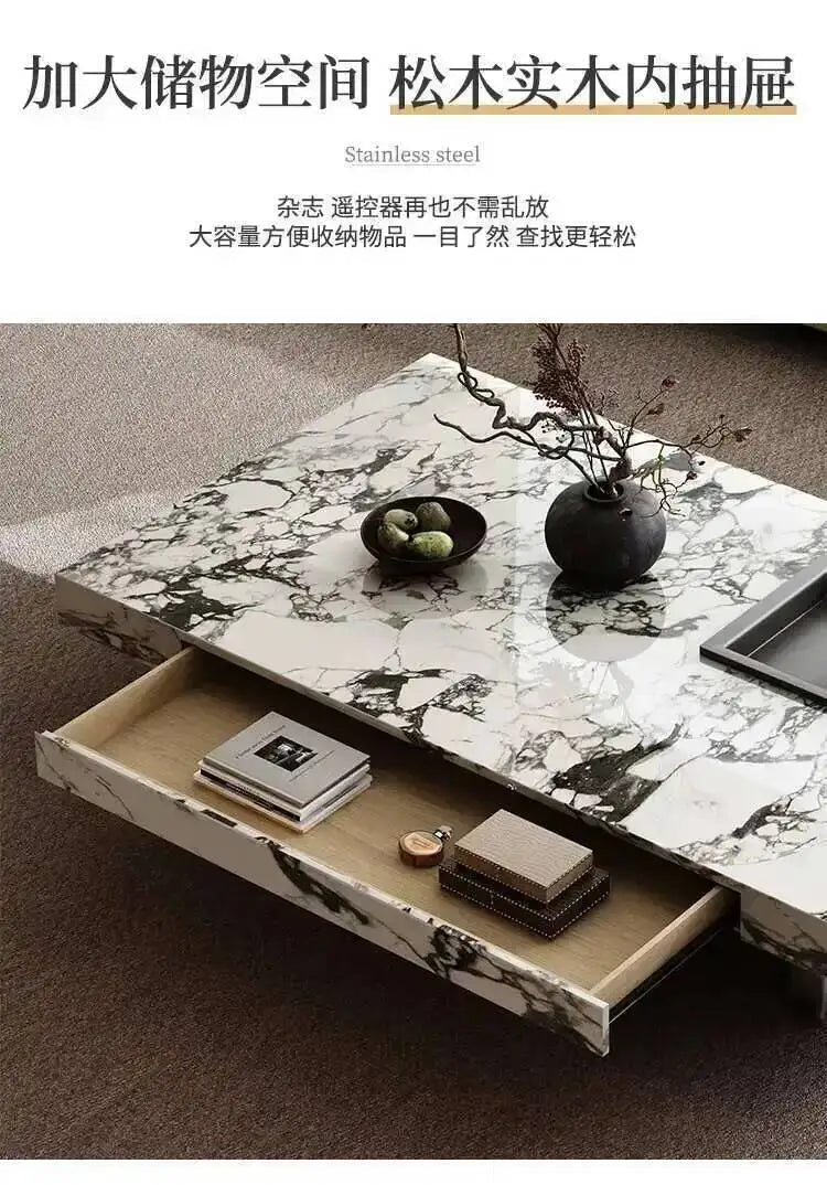 Aesthetic Minimalist Coffee Table Luxury Nordic Modern Living Room Side Table Service Center Meubles Lounge Suite Furniture - PatioLix