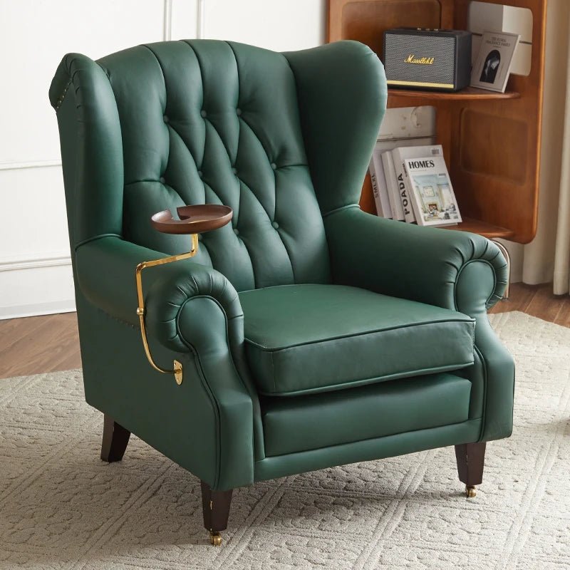 American single sofa light luxury high - end tiger designer retro study hotel genuine leather godfather cigar chair - PatioLix
