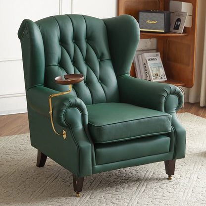 American single sofa light luxury high - end tiger designer retro study hotel genuine leather godfather cigar chair - PatioLix