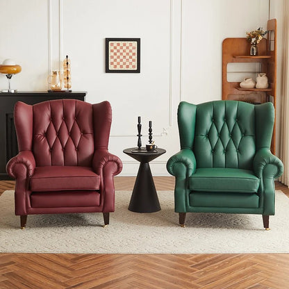 American single sofa light luxury high - end tiger designer retro study hotel genuine leather godfather cigar chair - PatioLix